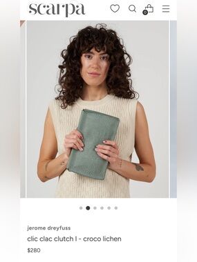 Jerome Dreyfuss Croco-Embossed Clutch in Lichen Green